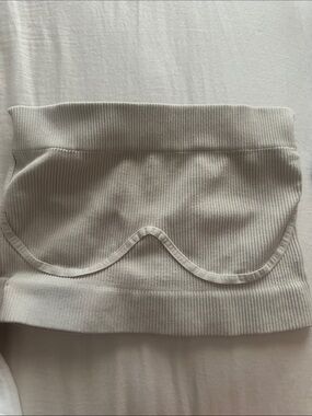Free People Cream Ribbed Strapless Crop Top